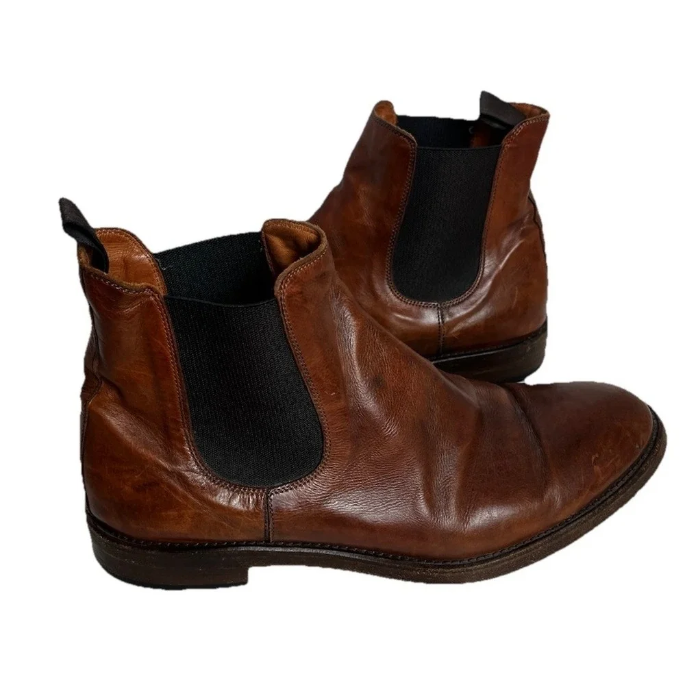 Frye Men's 9.5M‎ Brown Cognac Chelsea Boot Made In Italy